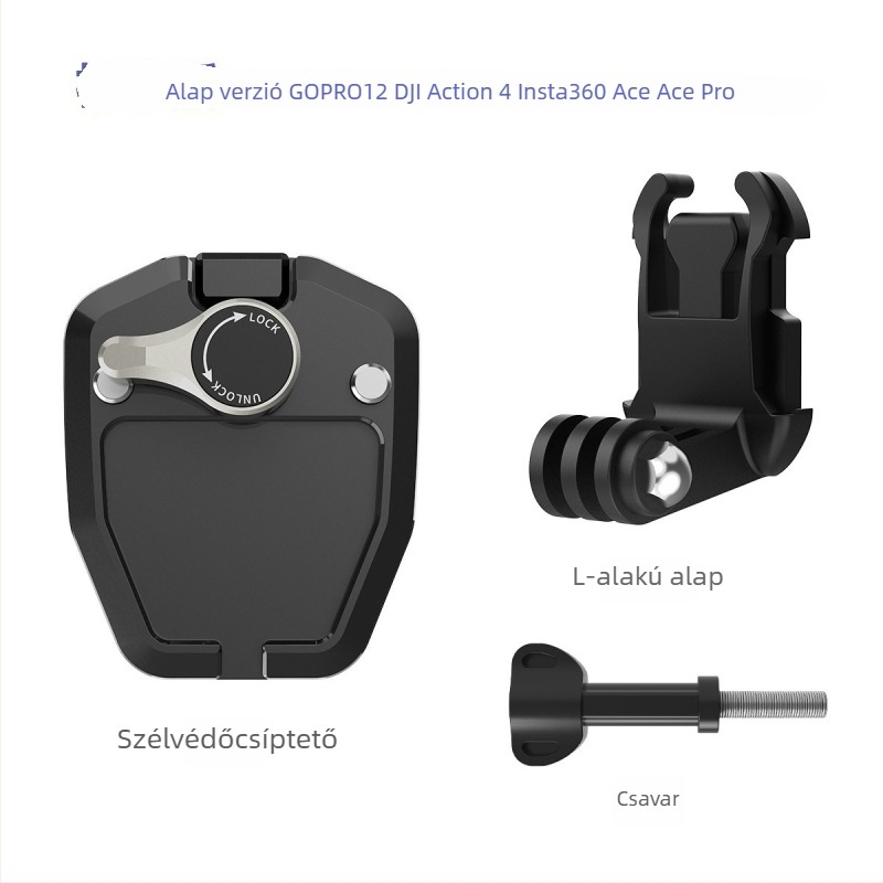 Szélvédő klipsz akciókamerákhoz (GoPro, DJI, Insta360) – alumíniumötvözet, modell AG1536/AG1537