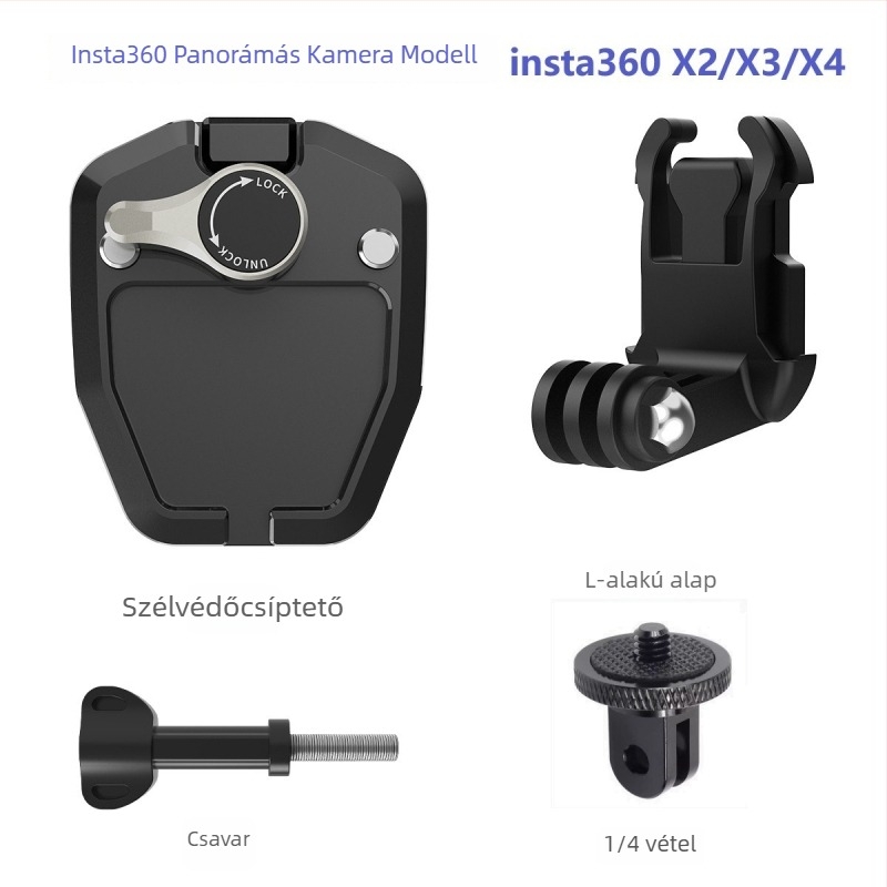 Szélvédő klipsz akciókamerákhoz (GoPro, DJI, Insta360) – alumíniumötvözet, modell AG1536/AG1537