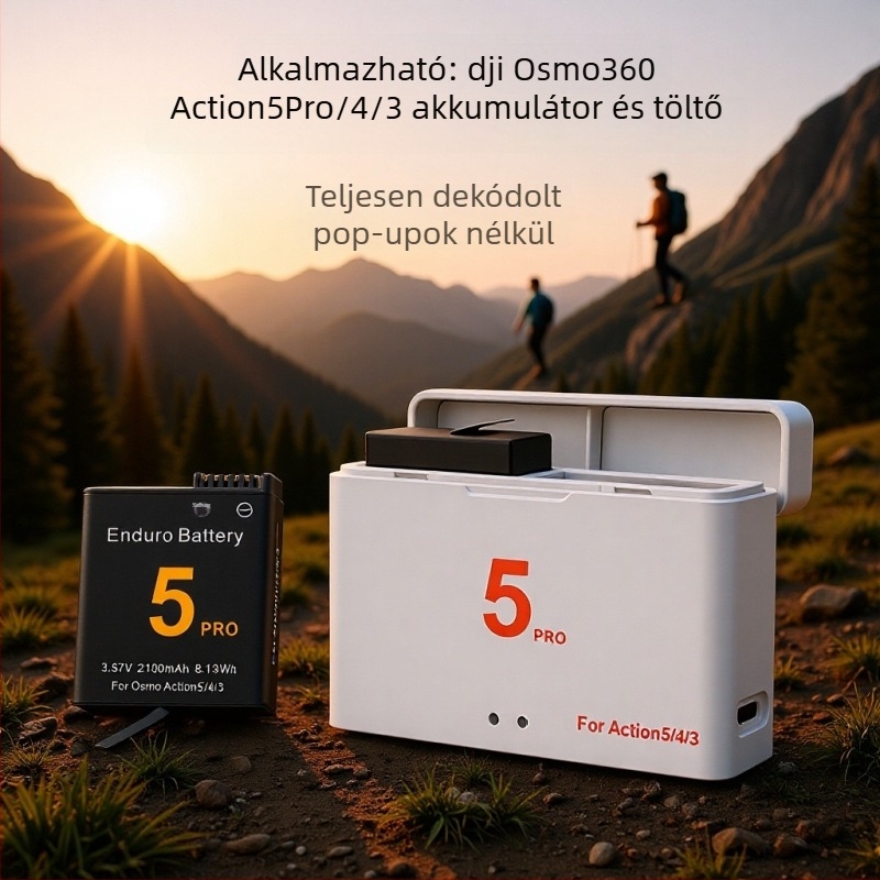 DJI Action 5 Pro, 4, 3 és Osmo360 akkumulátor – ABS ház; tartalmaz akkumulátort és dobozt