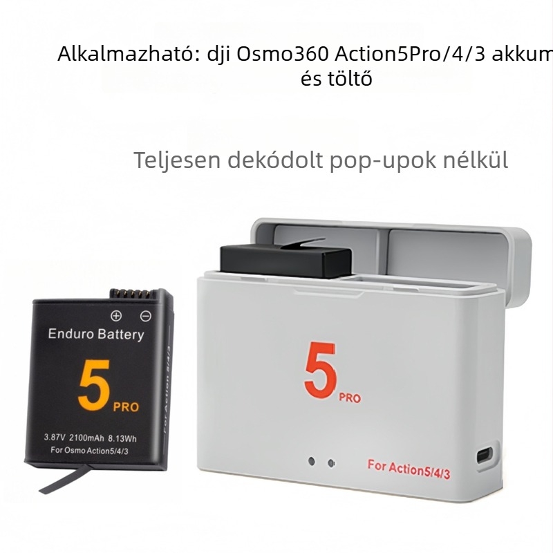 DJI Action 5 Pro, 4, 3 és Osmo360 akkumulátor – ABS ház; tartalmaz akkumulátort és dobozt