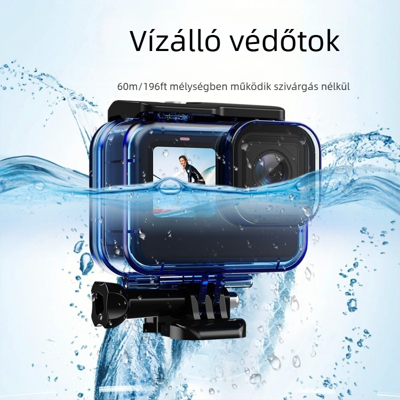 GoPro 9-13 vízálló tok kiegészítőkhöz, készlet; Anyag: PC + edzett üveg; Modell: 9-13; Logó nyomtatott