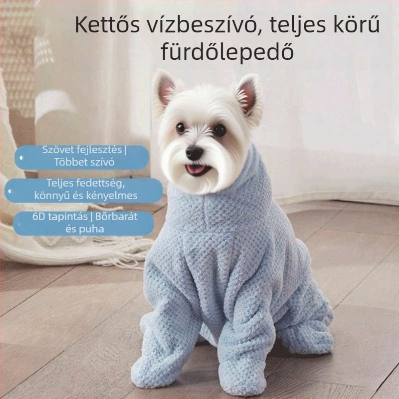 Kutyafürdőköpeny törölköző – nedvszívó, gyorsan száradó, vastag anyag, teljes körbefedés