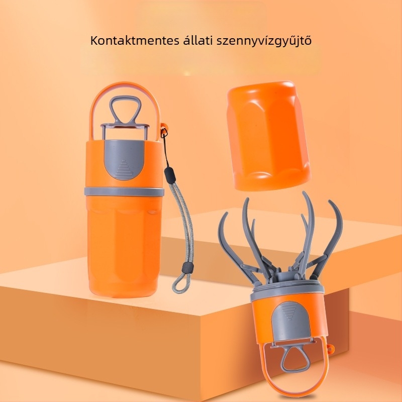 Hordozható hatkarú kutyaürülék-gyűjtő beépített szemeteszsákkal, műanyag, kültéri használatra