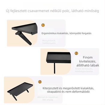 ABS kampós set-top box tároló állvány routerrel, távirányítóval, monitorral és számítógéppel (fúrás nélkül)