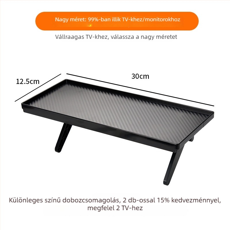 ABS kampós set-top box tároló állvány routerrel, távirányítóval, monitorral és számítógéppel (fúrás nélkül)