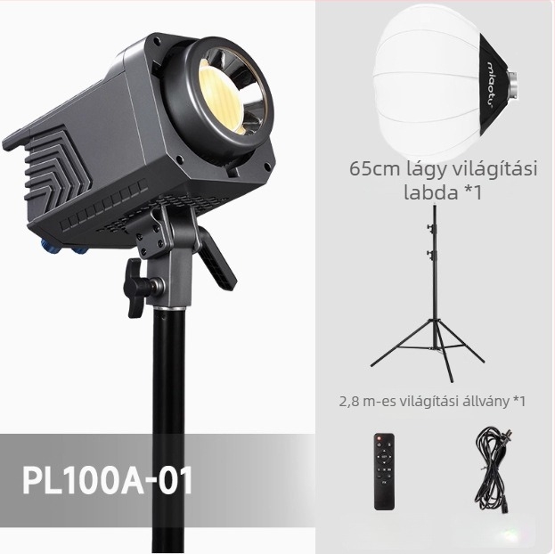 Hordozható fotózás világítás 100W COB, bi-kolor 2700K–7500K, 220V, fényerő állítható