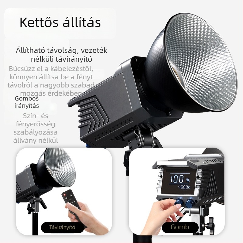 Hordozható fotózás világítás 100W COB, bi-kolor 2700K–7500K, 220V, fényerő állítható