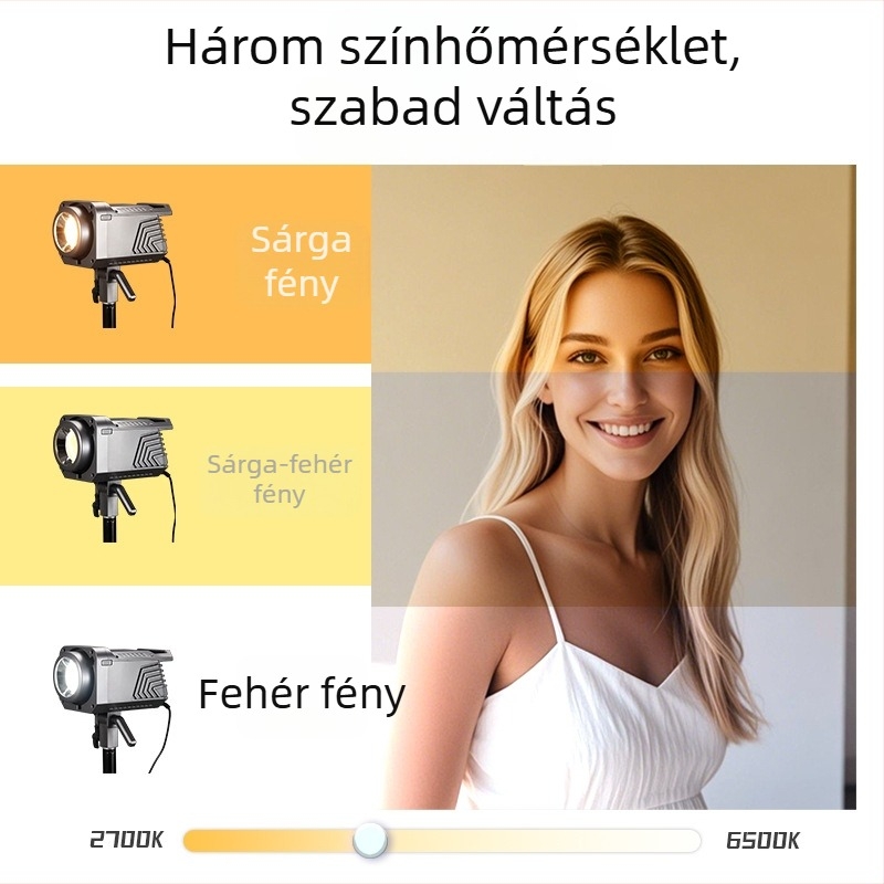 Hordozható fotózás világítás 100W COB, bi-kolor 2700K–7500K, 220V, fényerő állítható
