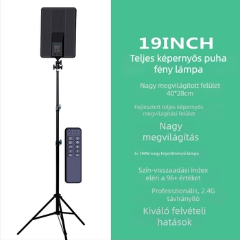 KJX-soft light Professzionális fotózási lámpa, három 100W LED-del, színhőmérséklet 3200–5700K, fényerő szabályozható, 110–220V bemenet