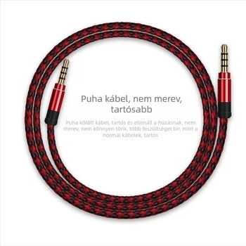 3,5 mm-es férfi‑férfi AUX audió kábel, szőtt, oxigénmentes rézmaggal