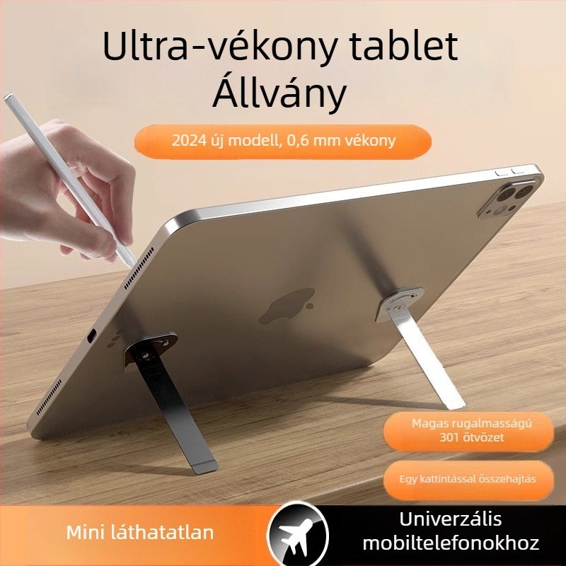 Összecsukható fémből készült tabletatartó forgatható rögzítéssel – asztali hátoldali tartó iPadhez
