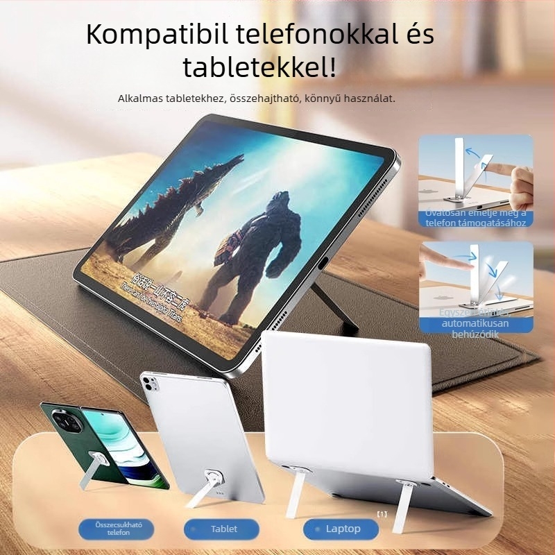 Összecsukható fémből készült tabletatartó forgatható rögzítéssel – asztali hátoldali tartó iPadhez