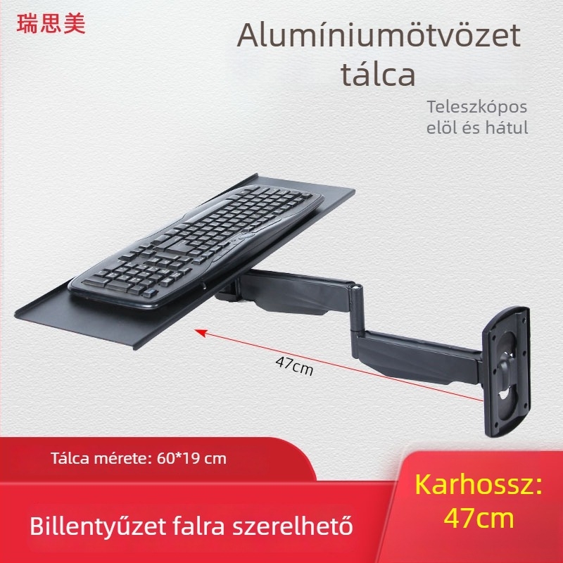 Hx02+ Falra szerelhető forgó monitor- és billentyűzet-tartó, alumíniumötvözet