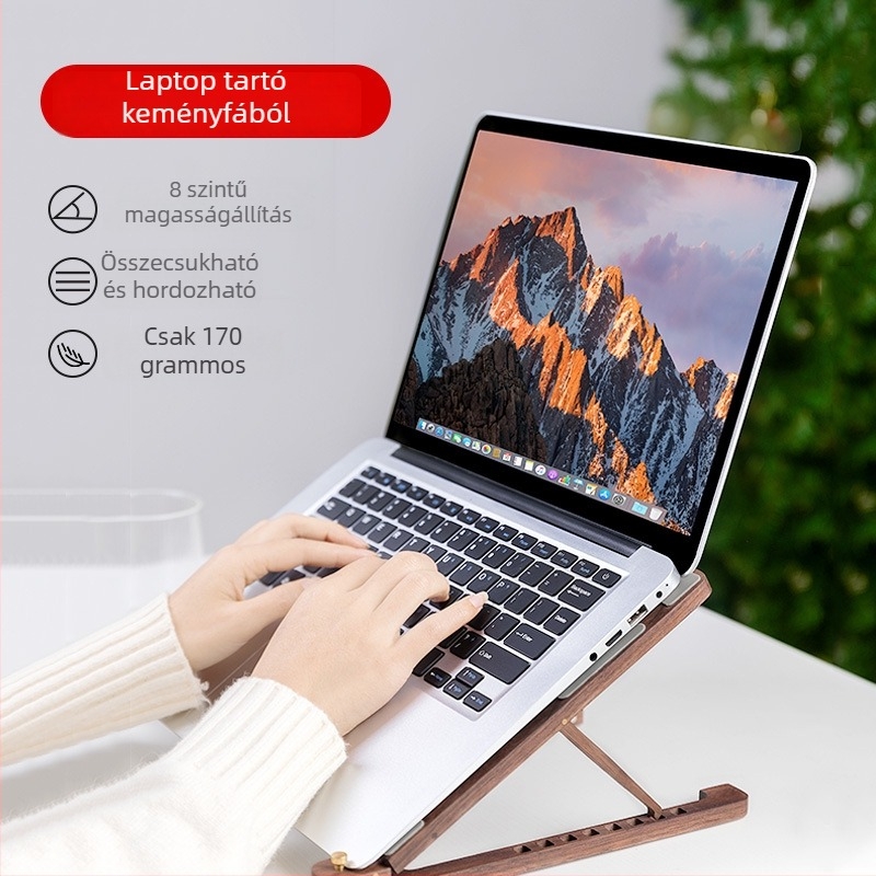 Laptop állvány – fa, összecsukható, modell HH-0123, univerzális kompatibilitás