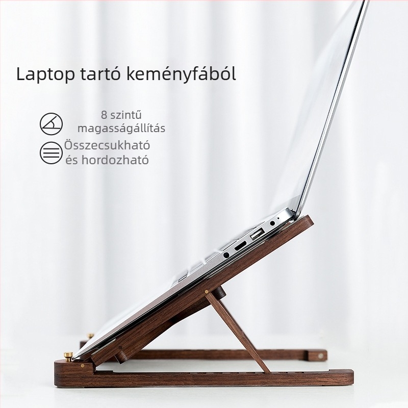 Laptop állvány – fa, összecsukható, modell HH-0123, univerzális kompatibilitás