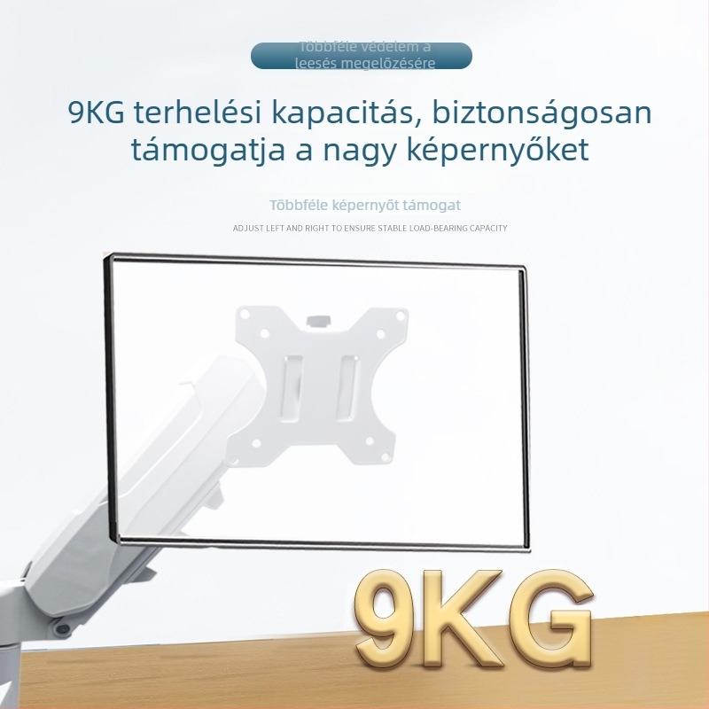 Monitor állvány pneumatikus karral, állítható magasságú és forgó mechanikus kar, anyag: szénacél + ABS + PA