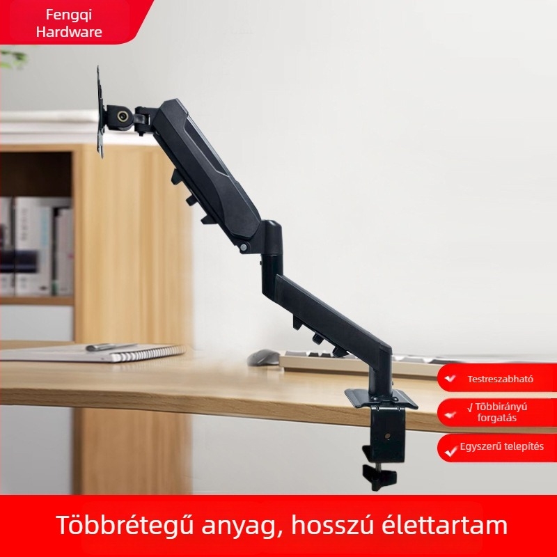 Monitor állvány pneumatikus karral, állítható magasságú és forgó mechanikus kar, anyag: szénacél + ABS + PA