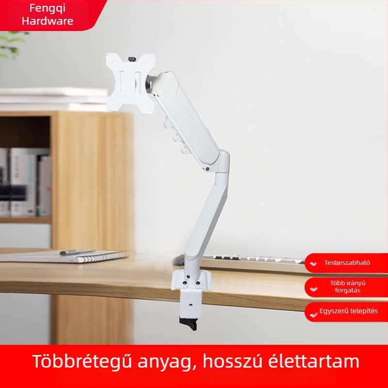 Monitor állvány pneumatikus karral, állítható magasságú és forgó mechanikus kar, anyag: szénacél + ABS + PA