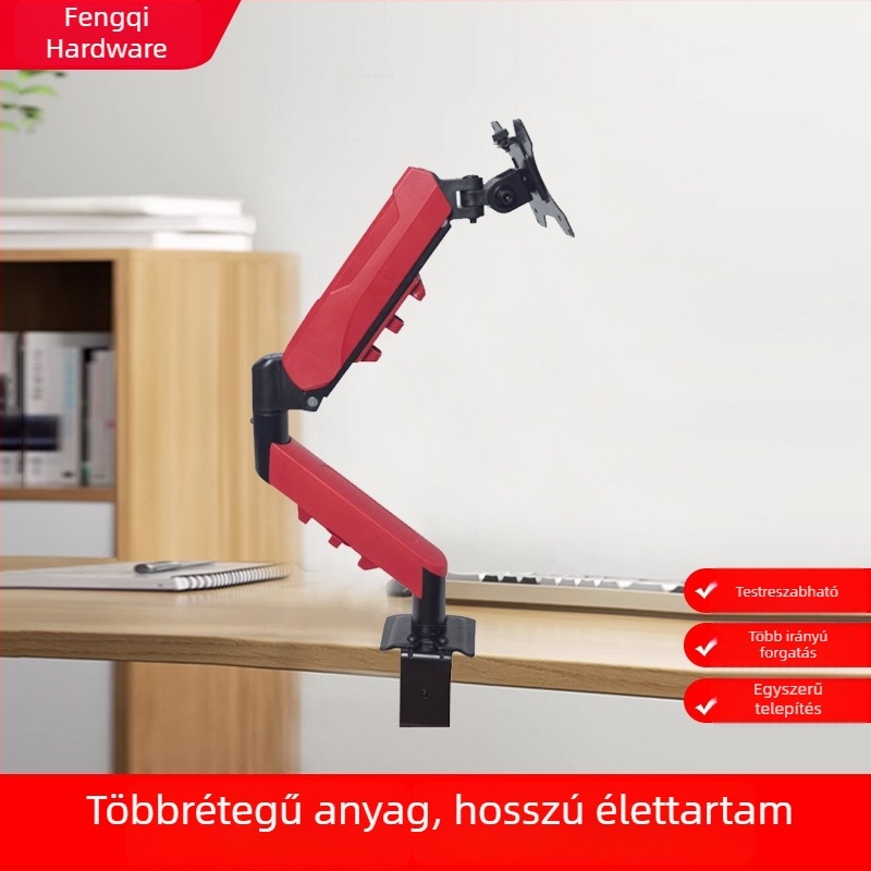 Monitor állvány pneumatikus karral, állítható magasságú és forgó mechanikus kar, anyag: szénacél + ABS + PA