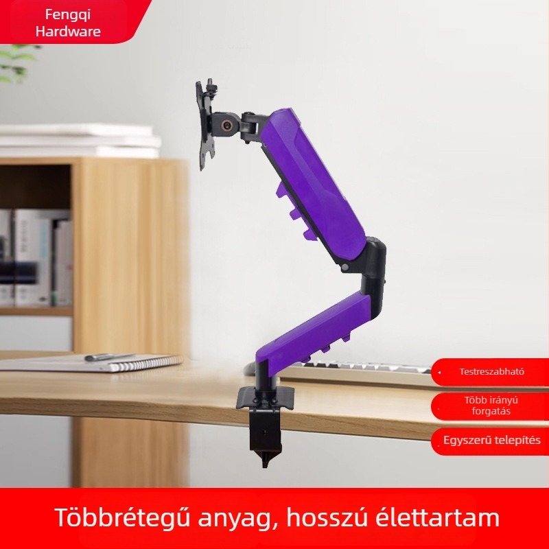 Monitor állvány pneumatikus karral, állítható magasságú és forgó mechanikus kar, anyag: szénacél + ABS + PA