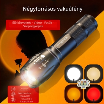 Fotózásra szánt LED töltőfény RGB, 5W, 1200mAh, kézi energiatermelés, töltővel