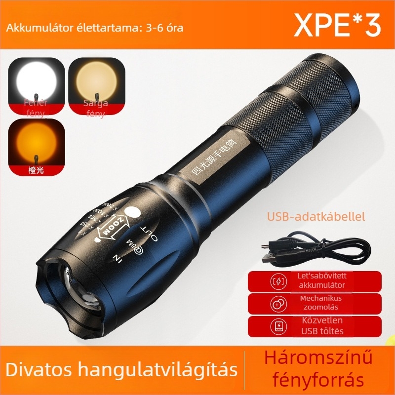 Fotózásra szánt LED töltőfény RGB, 5W, 1200mAh, kézi energiatermelés, töltővel