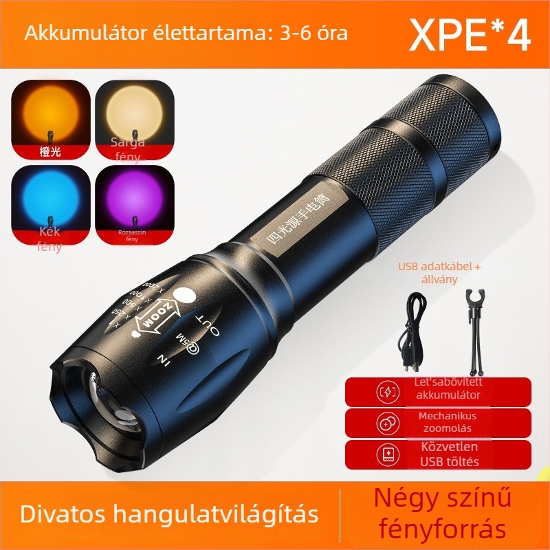 Fotózásra szánt LED töltőfény RGB, 5W, 1200mAh, kézi energiatermelés, töltővel