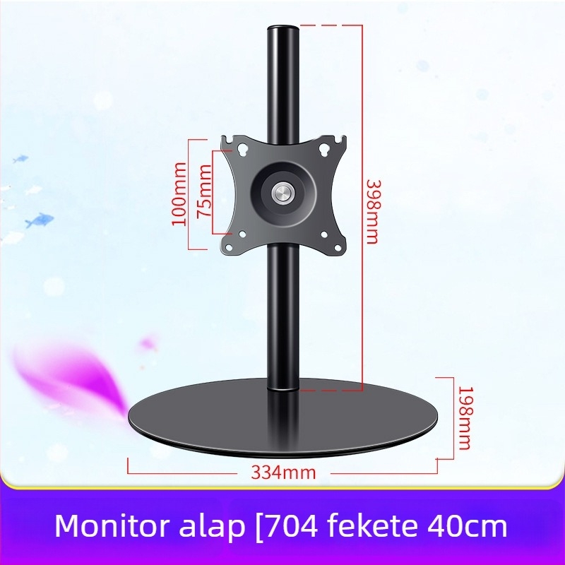 Asztali monitorállvány 360°-os forgással, fúrás nélküli rögzítés, magasságot növelő alap