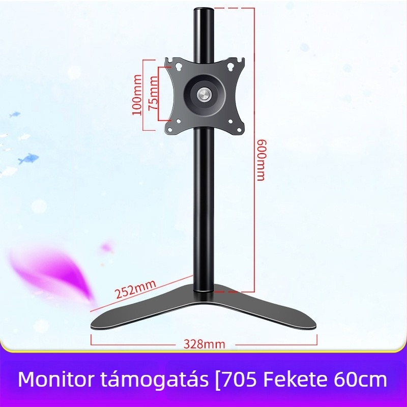 Asztali monitorállvány 360°-os forgással, fúrás nélküli rögzítés, magasságot növelő alap