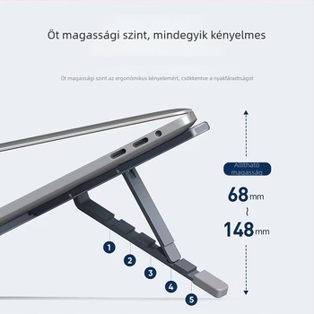 Alumínium ötvözetből készült laptop-tartó, X alakú, emelő kivitel, hordozható, 281 g, kompatibil 17,3 hüvelykes notebookokkal
