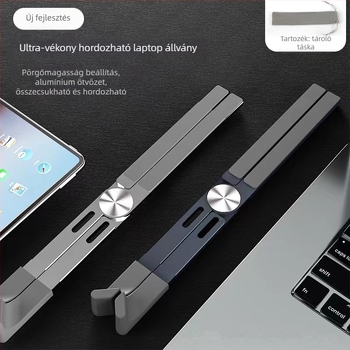 Alumínium ötvözetből készült laptop-tartó, X alakú, emelő kivitel, hordozható, 281 g, kompatibil 17,3 hüvelykes notebookokkal