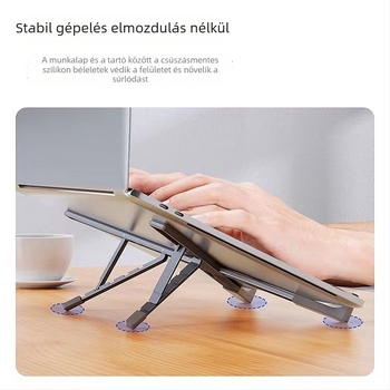 Alumínium ötvözetből készült laptop-tartó, X alakú, emelő kivitel, hordozható, 281 g, kompatibil 17,3 hüvelykes notebookokkal