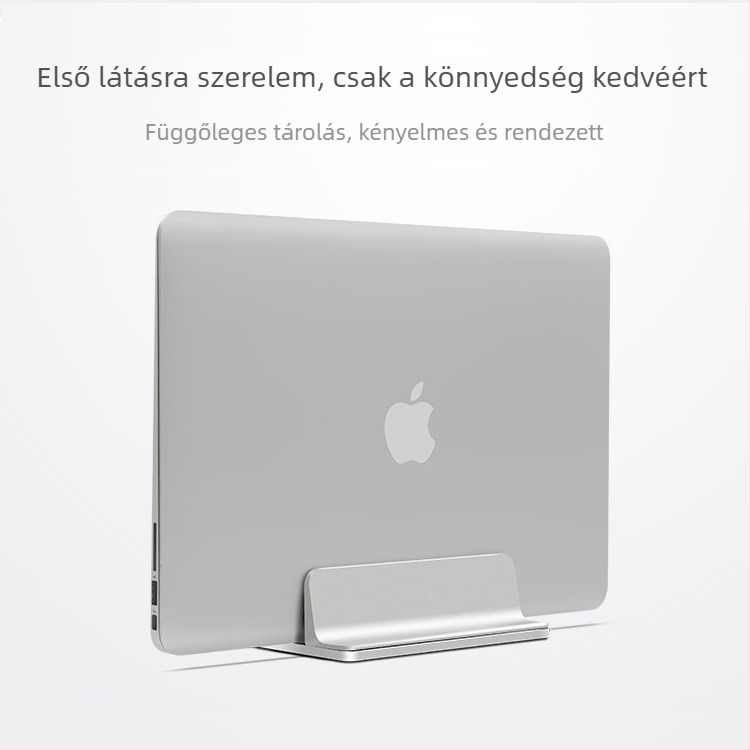 Alumínium ötvözetből készült laptop függőleges tartó állvány, univerzális, modell 2, tömeg 470 g