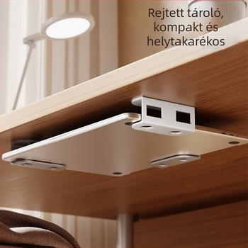 Asztal alatti laptop-tároló, műanyag kivitel, modell: Under-table storage bracket, tömeg 200 g, megjelent 2024-ben