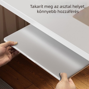 Asztal alatti laptop-tároló, műanyag kivitel, modell: Under-table storage bracket, tömeg 200 g, megjelent 2024-ben