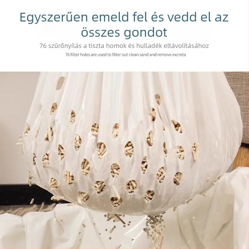 Eldobható szűrőzacskó macskaalomhoz (lapos nyílású, műanyag, vastag)