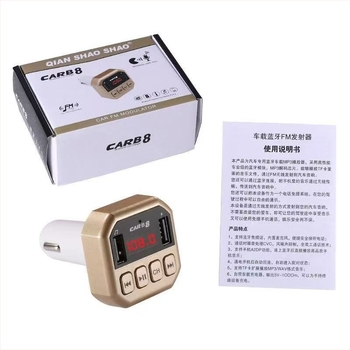 Autós FM transzmitter MP3 lejátszó USB-vel, modell B8, 12-24V, 68 g