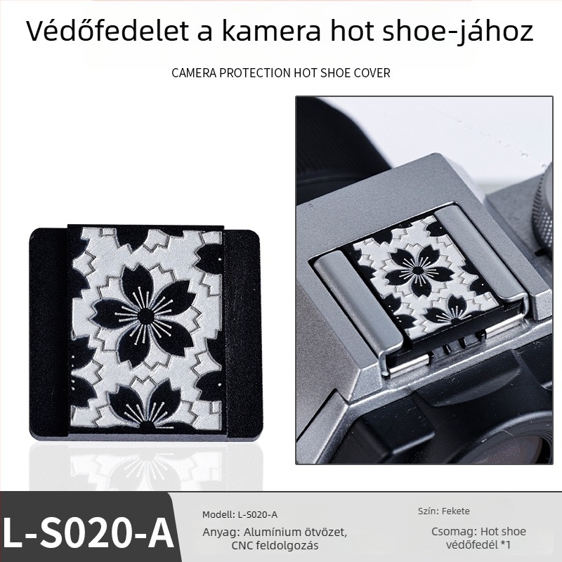 Fémes hot shoe védőfedél digitális fényképezőgépekhez; porálló, dekoratív, beépített szintmérővel.
