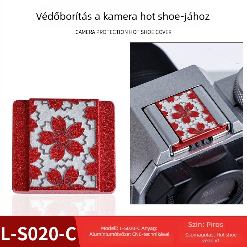 Fémes hot shoe védőfedél digitális fényképezőgépekhez; porálló, dekoratív, beépített szintmérővel.