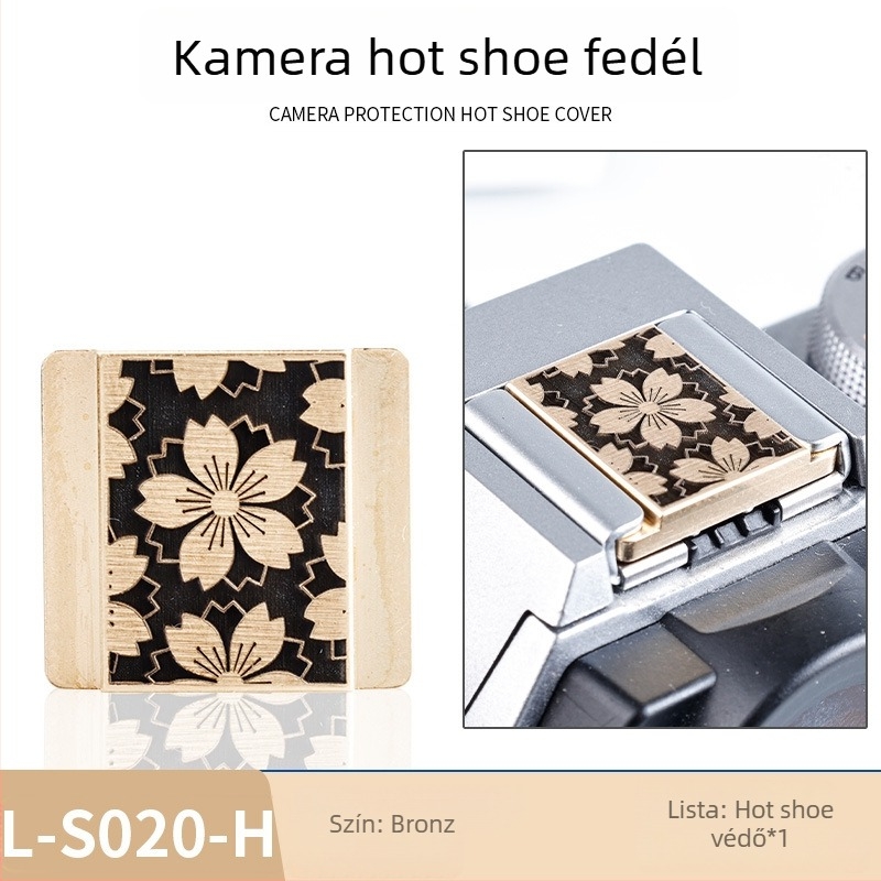 Fémes hot shoe védőfedél digitális fényképezőgépekhez; porálló, dekoratív, beépített szintmérővel.