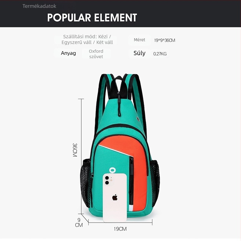 Uniszex mellkas táska cipzárral, street-trend stílus, Oxford anyag, poliészter bélés, belső zsebek ( cipzáras zseb, telefonzseb, személyi igazolvány zseb, kamera zseb), Leopard