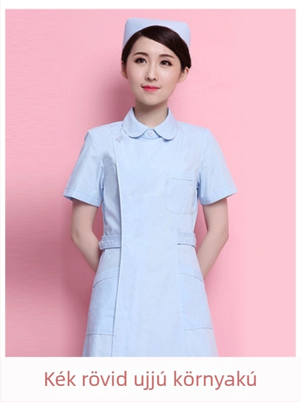 Ápolónői egyenruha felső rész: részleges gombolás, környak, hosszú ujjú, téli karcsú szabás; 90–95% pamut a dentál- és kozmetikai klinikákon dolgozó egészségügyi személyzetnek