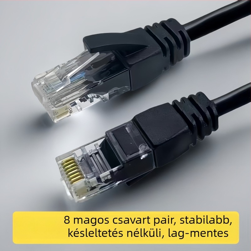 CAT6 Ethernet hálózati kábel RJ-45 csatlakozóval, Gigabit sebesség, csavart érpár, anyag: réz bevonat alumínium, routerhez