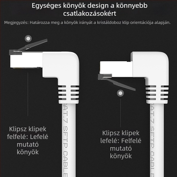 Cat7 hálózati hosszabbító kábel RJ45 férfi–női könyök adapterrel; hosszok: 0.5 m, 1 m, 1.5 m, 2 m, 3 m