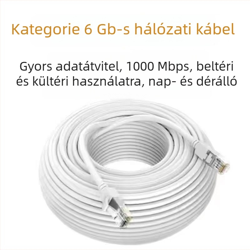 Cat6 Ethernet-kábel kristályfejjel, rézvezető, beltéri és kültéri használatra, ADSL-kompatibilis