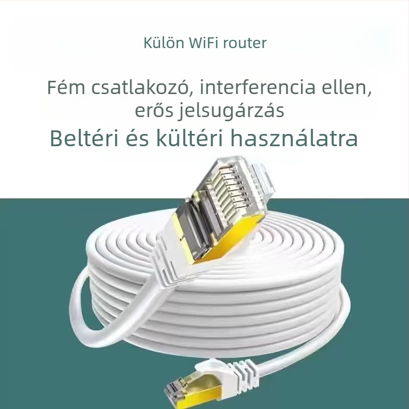 Cat6 Ethernet-kábel kristályfejjel, rézvezető, beltéri és kültéri használatra, ADSL-kompatibilis