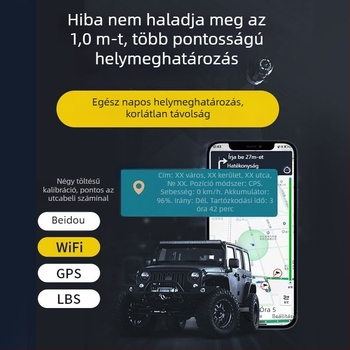 Autó GPS nyomkövető iOS-kompatibilitással és távoli nyomkövetéssel, lopás elleni védelemmel