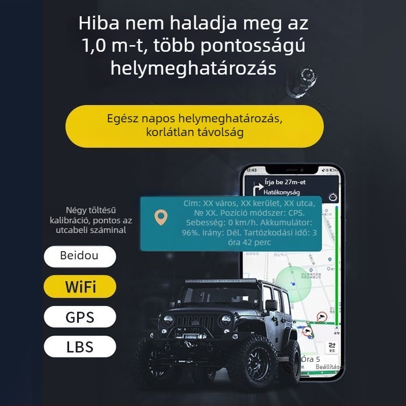 Autó GPS nyomkövető iOS-kompatibilitással és távoli nyomkövetéssel, lopás elleni védelemmel