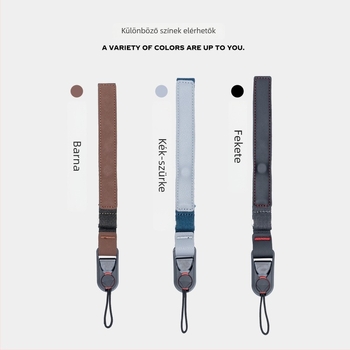 Kameracsukló pánt gyorskioldóval; kompatibilis tükör nélküli és DSLR fényképezőgépekkel; kompatibil Fuji X-T5, Canon R50, Nikon Z30, Sony ZV-E10