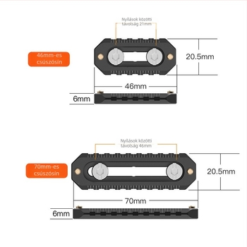Fotókamerához való váz alumíniumötvözetből, NATO univerzális, kettőfejű, csúszásgátló, 1/4-es csavar